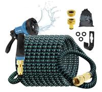 X-COTEC Manguera Jardin Extensible, Mangeras Jardineria Flexible 15m/50ft, Mangueras de Jardín con 10 Boquillas de Patrón de Pulverización, Garden Hose con 3/4 "- 1/2" Conector de Latón