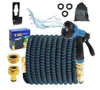 X-COTEC Manguera Jardin, Manguera Extensible 15m, Mangeras Jardineria Flexible Con 3/4",1/2" Conector, Manguera de Jardín con Pistola Rociadora de 10 Funciones, Manguera de Riego, para Jardineria