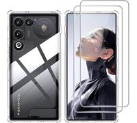 X-Dision Funda Compatible con ZTE Nubia RedMagic 11 Air con 2 Piezas de Vidrio Templado, TPU Transparente a Prueba de Golpes, [Protección con Amortiguación de Aire] para ZTE Nubia RedMagic 11 Air