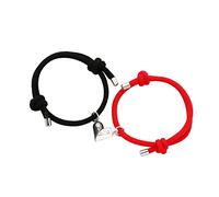 X-Institute 2Pcs Alloy Love Couple Magnets to Attract Girlfriends Hand Rope Jewelry Adjustable Rope Braid Band Couple Bracelets for Boyfriend and Girlfriend Long Distance