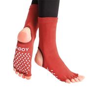 X-Institute Calcetines de yoga absorbentes con puntos de agarre y ranuras individuales para los dedos, talón abierto, pilates para actividades de fitness en interiores, antideslizantes, agarre de