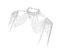 X-Institute Collar De Cadena De Hombro Punk Para Mujer Joyería Corporal Multicapa Adornada Con Cristales Para Fiestas Y Decoración Diaria Collar De Cadena De Aleación