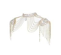 X-Institute Collar De Cadena De Hombro Punk Para Mujer Joyería Corporal Multicapa Adornada Con Cristales Para Fiestas Y Decoración Diaria Collar De Cadena De Aleación