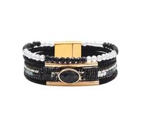 X-Institute Envoltura de cuero hecha a mano para mujer con cuentas de cristal, corazón, apilable, ajustable, regalo de joyería, talla única, como se describe