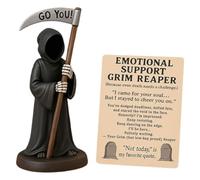 X-Institute Escultura gótica de muerte emocional con taza de café y gatos para adorno de humor oscuro, decoración para el hogar y la oficina, regalo de arte gótico