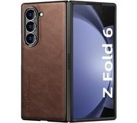 X-level Funda Compatible con Samsung Galaxy Z Fold 6, Funda Fina de Cuero PU para teléfono con protección antichoque Carcasa para Galaxy Z Fold 6 - Marrón