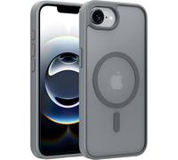 X-level Funda Magnética para iPhone 16e, Compatible con MagSafe Carga Inalámbrica, Carcasa Bumper Teléfono Antigolpes, Parte Trasera Clear Anti-Arañazos para iPhone 16e - Gris