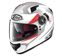 X-Lite X-661 Point Croix - Casco Integral para Moto (Fibra compuesta n-com, Talla S), Color Blanco y Rojo