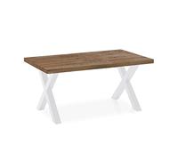 X-Loft, Mesa de Comedor, Mesa de Salon, Acabado en Roble Boreal y Patas Metalicas Blancas, Medidas: 160 cm (Largo) x 90 cm (Ancho) x 76 cm (Alto)