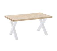 X-Loft, Mesa de Comedor, Mesa de Salon, Acabado en Roble Salvaje y Patas Metalicas Blanco, Medidas: 160 cm (Largo) x 90 cm (Ancho) x 76 cm (Alto)