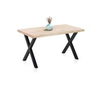 X-Loft, Mesa de Comedor, Mesa de Salon, Acabado en Roble Salvaje y Patas Metalicas Negro, Medidas: 140 cm (Largo) x 80 cm (Ancho) x 76 cm (Alto)
