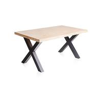X-Loft, Mesa de Comedor, Mesa de Salon, Acabado en Roble Salvaje y Patas Metalicas Negro, Medidas: 160 cm (Largo) x 90 cm (Ancho) x 76 cm (Alto)