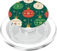 X-mas, Colorido patrón de esferas de Navidad, Rojo, Verde y Blanco PopSockets PopGrip para MagSafe