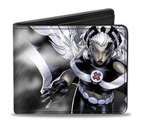 X-Men - Cartera plegable de poliuretano con hebilla, diseño de tormenta, color negro y gris