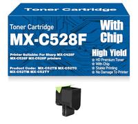 X psblty Alto Rendimiento MX-C428F MX-C528F Cartuchos de tóner Compatibles MX-C52TB MX-C52TC MX-C52TM MX-C52TY Tóner para Sharp MX-C428F MX-C528F MX-C528P Impresoras con Chip,Black-MX C528F