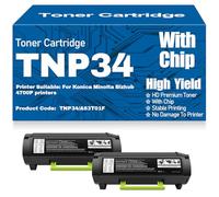 X psblty Cartuchos de tóner compatibles con Chip TNP34/A63T01F de Alto Rendimiento y Alta Capacidad para Konica Minolta Bizhub 4700P Impresoras,TNP34-2PC