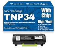 X psblty Cartuchos de tóner compatibles con Chip TNP34/A63T01F de Alto Rendimiento y Alta Capacidad para Konica Minolta Bizhub 4700P Impresoras,TNP34-1PC