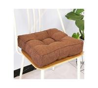 X psblty Cojín Felpa Asiento Cojín Asiento Grueso con Ribete 3D - Funda Lino Sintético Color Liso, Colores Pastel Cuadrado para Sofá, Coche, Tatami Y Ventanal(Coffee,45 * 45 * 9cm)