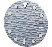 X psblty Esfera de reloj de 28,5 mm, esfera luminosa verde con patrón de ondas marinas, accesorio de repuesto para hombres para movimientos NH35/36/4R/7S, plata, talla única