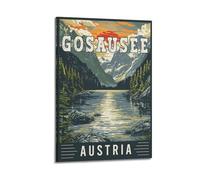 X psblty Gosausee Austria - Lienzo decorativo vintage de viaje para sala de estar, dormitorio, 30 x 45 cm, estilo marco-1