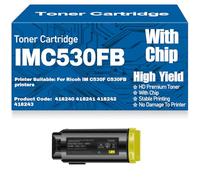 X psblty IM C530F C530FB Negro, Cian, Amarillo, Magenta Cartuchos de tóner Compatibles 418240 418241 418242 418243 Tóner con Chip para Ricoh IM C530F C530FB Impresoras,Yellow-IMC530FB