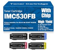 X psblty IM C530F C530FB Negro, Cian, Amarillo, Magenta Cartuchos de tóner Compatibles 418240 418241 418242 418243 Tóner con Chip para Ricoh IM C530F C530FB Impresoras,4Pack-IMC530FB