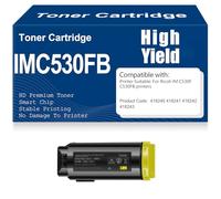 X psblty IM C530FB Negro, Cian, Amarillo, Magenta Cartuchos de tóner Compatibles 418240, 418241, 418242, 418243 Tóner Alto Rendimiento para Ricoh IM C530F C530FB con Chip,Yellow-IMC530FB