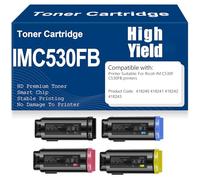 X psblty IM C530FB Negro, Cian, Amarillo, Magenta Cartuchos de tóner Compatibles 418240, 418241, 418242, 418243 Tóner Alto Rendimiento para Ricoh IM C530F C530FB con Chip,4Pack-IMC530FB