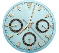 X psblty Kit de manecillas de reloj VK63 de 29,5 mm | Cajas de reloj de acero luminoso verde | Se adapta al movimiento VK63 | Accesorios de modificación de reloj DIY, azul celeste, Blank no logo dial