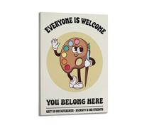 X psblty Lienzo decorativo motivacional con texto en inglés "Everyone Is Welcome You Belong Here" para sala de estar, dormitorio, decoración del hogar, 50 x 75 cm, estilo marco