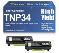 X psblty para Konica Minolta Bizhub 4700P Cartuchos de tóner compatibles TNP34 A63T01F Tóner de Alto Rendimiento Impresoras de Alta Capacidad con Chip,TNP34-2PC