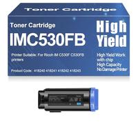 X psblty para Ricoh IM C530F C530FB Cartuchos de tóner Compatibles 418240 418241 418242 418243 Tóner para Ricoh IM C530F C530FB con Chip,Cyan-IMC530FB