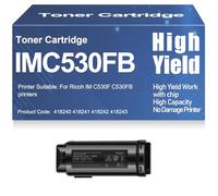 X psblty para Ricoh IM C530F C530FB Cartuchos de tóner Compatibles 418240 418241 418242 418243 Tóner para Ricoh IM C530F C530FB con Chip,Black-IMC530FB