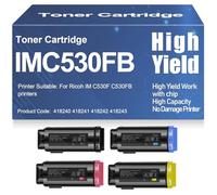 X psblty para Ricoh IM C530F C530FB Cartuchos de tóner Compatibles 418240 418241 418242 418243 Tóner para Ricoh IM C530F C530FB con Chip,4Pack-IMC530FB