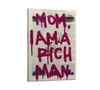 X psblty Póster de lienzo motivacional con texto en inglés "Mom I Am A Rich Man-Bigcharacter", arte moderno de pared para sala de estar, dormitorio, decoración de dormitorio, 20 x 30 cm, estilo marco