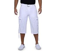 X Ray Men's Belted Long Cargo Shorts for Men, Below Knee Length Mens Cargo Shorts, 3/4 Pants (Big and Tall Shorts for Men) White 42