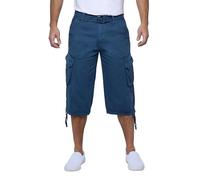 X Ray Men's Belted Long Cargo Shorts for Men, Below Knee Length Mens Cargo Shorts, 3/4 Pants (Big and Tall Shorts for Men) Majolica Blue 32