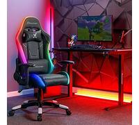 X-Rocker Agility RGB - Silla de computadora de carreras con luces para niños y jóvenes, silla de oficina giratoria ergonómica con respaldo alto, reposacabezas y cojín de apoyo lumbar, altura ajustable