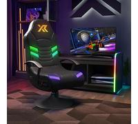 X-Rocker Aries RGB 2.1 Pedestal, consola de audio estéreo, silla de juegos - Neo Motion Sync App controlada luces LED, sonido inmersivo, plegable, fácil de limpiar, piel sintética para niños y