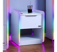 X-Rocker Electra - Mesita de noche para juegos con carga inalámbrica integrada e iluminación RGB de sincronización ambiental Neo Motion, muebles de dormitorio para juegos, mesa auxiliar con cajón y