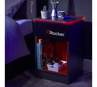 X-ROCKER - Mesilla de Noche Carbon-tek con Carga inalámbrica y Luces LED Gris/Rojo