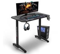 X-Rocker Panther - Escritorio para videojuegos de 100 x 60 cm, mesa de ordenador de fibra de carbono, escritorio para jugadores de fibra de carbono con soporte para tazas y gancho para auriculares,