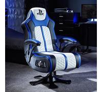 X ROCKER Playstation Legend 2.1 - Silla para juegos de audio con altavoces, consola de audio inalámbrica Bluetooth, vibración activada por sonido, Playstation oficial para PS5, PS4, PC, móvil, blanco,