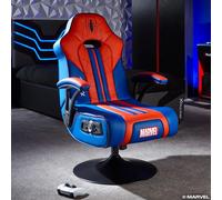 X-Rocker Silla oficial de Marvel Spider-Man, pedestal de audio plegable con altavoces Bluetooth, vibración reactiva, asiento de juego para niños y jóvenes, edición Elite