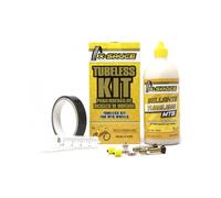X-Sauce - Kit Tubeless MTB X-SAUCE con válvula GORDA de 25 mm, cinta adhesiva, sellante 500 ml y jeringuilla para montaje rápido y reparación sin desmontar el fondo de llanta