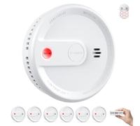 X-Sense 6 detectores de humo con batería de 10 años, con soporte magnético, en espera sin parpadeo LED, botón de prueba/silencio, ultrafino, XS0G-SN