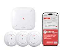 X-Sense Detector de Fugas de Agua Wi-Fi, Alarma Inteligente con Sensor de Agua, Alarma Detector de Agua con Rango de transmisión de 1700 pies para cocinas, sótanos, baños, 3 detectores de Agua y 1