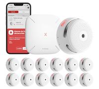 X-Sense Detector de Humo Wi-FI, Kit de Seguridad para el Hogar con Estación Base SBS50, Alarma Incendio Inalámbrica Certificado y EN14604, Compatible con la aplicación X-Sense Home Security, FS121