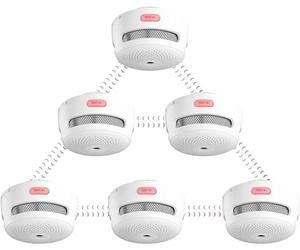 X-Sense Detector y Alarma de Humo Inalámbrica Interconectada, Alcance 250m, Mini Alarma de Fuego con Baterías Reemplazables, EN 14604, Link+, XS01-WR, 6 Piezas