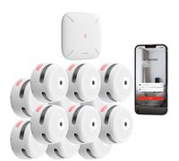 X-SENSE FS121 Kit de detección de incendio autónomo X-Sense - Inlcuye 12 detectores de humo XS01-M y Hub SBS50 - Conexión con HU